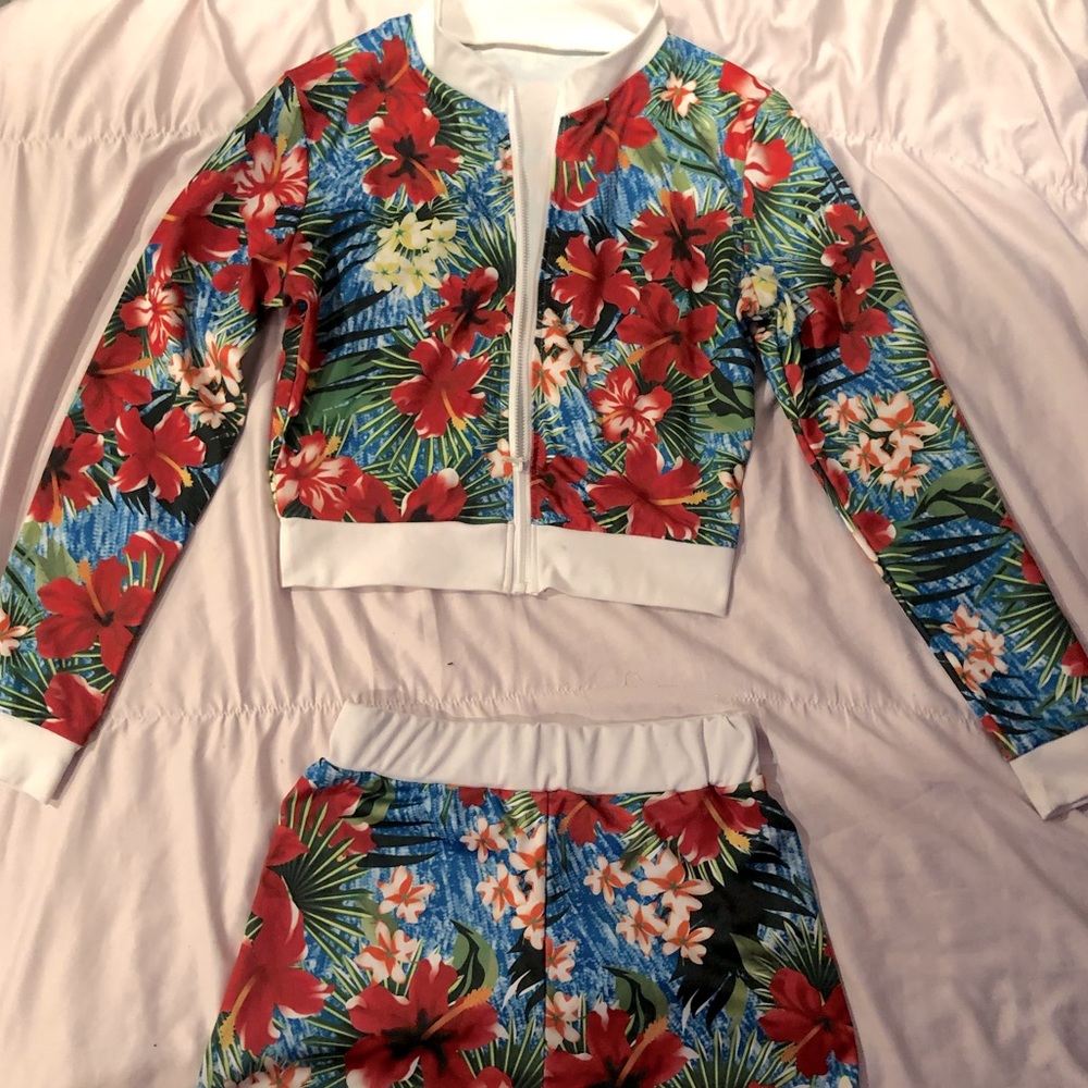 Two piece jacket and shorts set